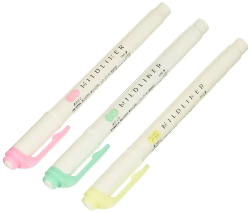 Zebra Mildliner Japan Wkt7-3C Set - 3 Slightly Fluorescent Colors