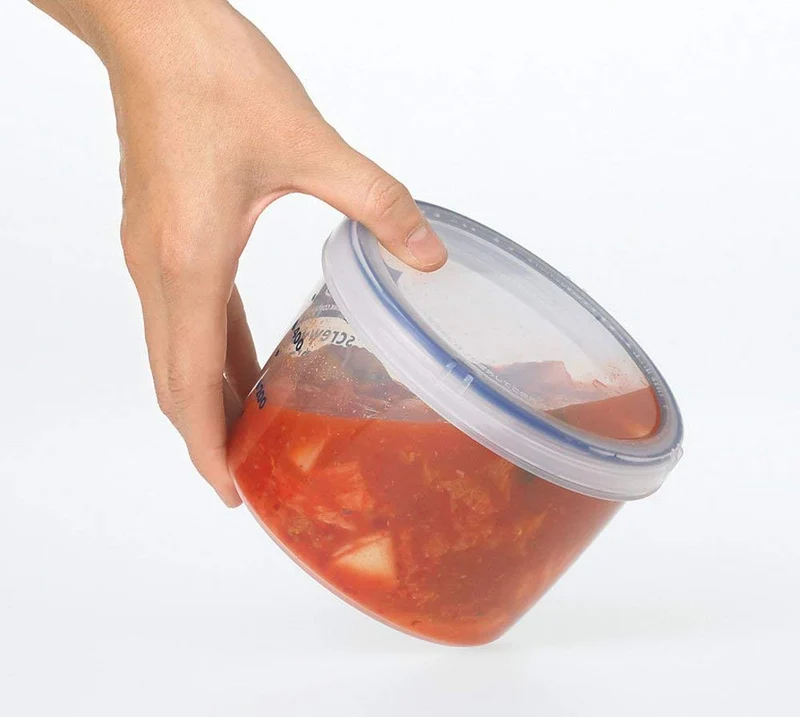Iwasaki Industry 500L Antibacterial Round Storage Container Set Of 5 - Japan Screw Top Keeper Deep Clear Lsx312