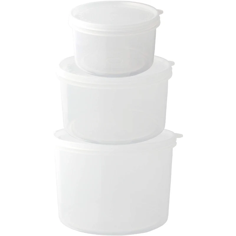 Nagao Round Polypropylene Storage Container Set - 490Ml 900Ml 1700Ml